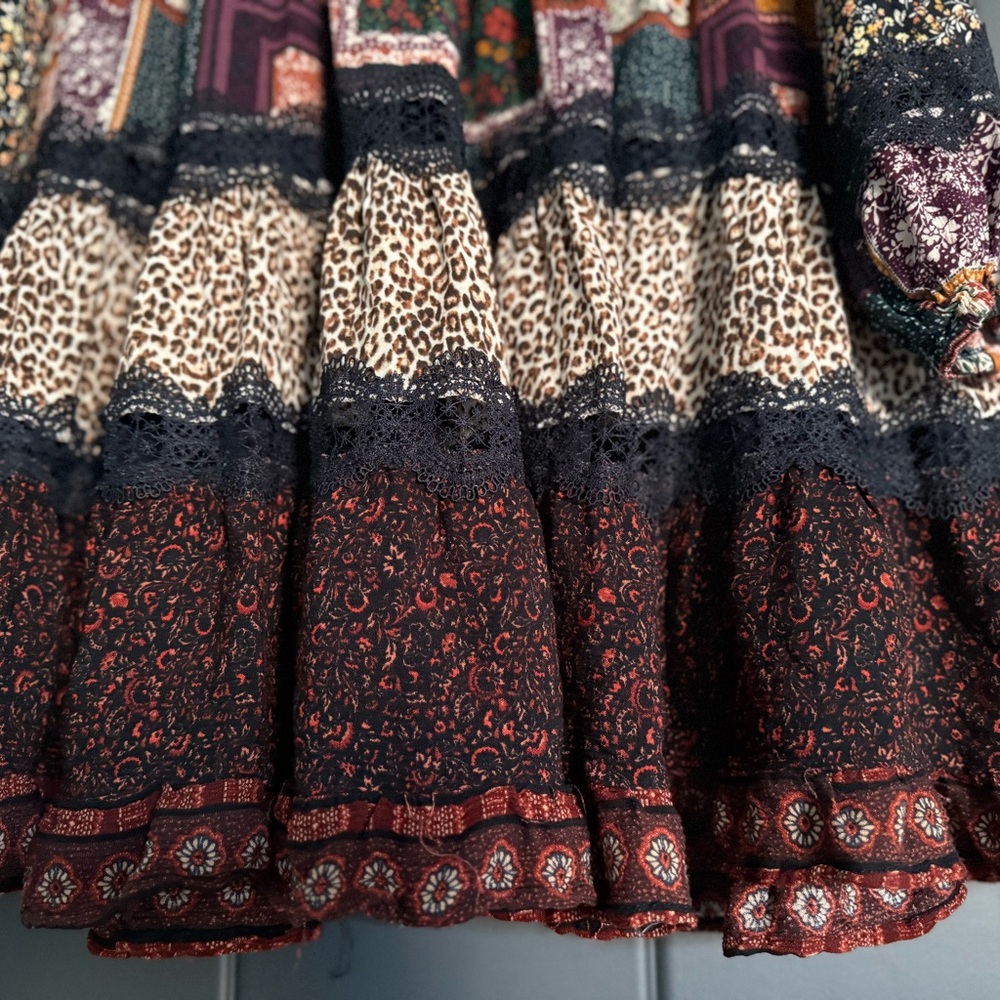 Olivaceous Multicolor Patchwork Long Sleeve Dress - image 7